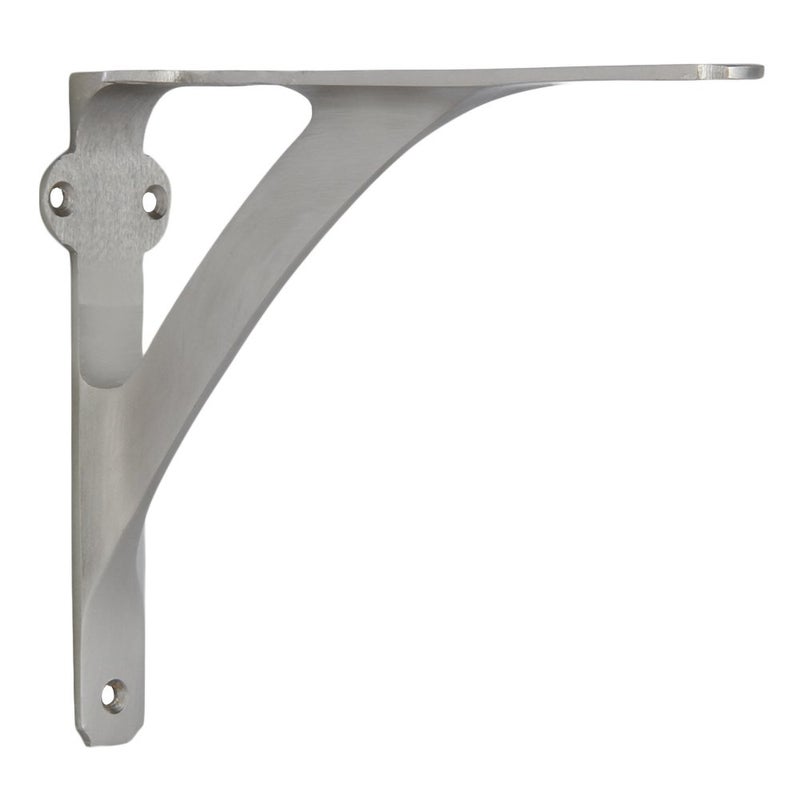 A29 Set of 2 Shelf Brackets for 6", 8", 10" Shelves - Brushed Nickel Finish - 7.88" X 5.88" Heavy Duty Brass L Brackets for Wall Shelves Hardware Included, - Image 1